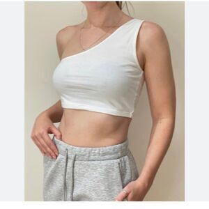 Fashion nova size S/M white one shoulder crop tank Women’sl